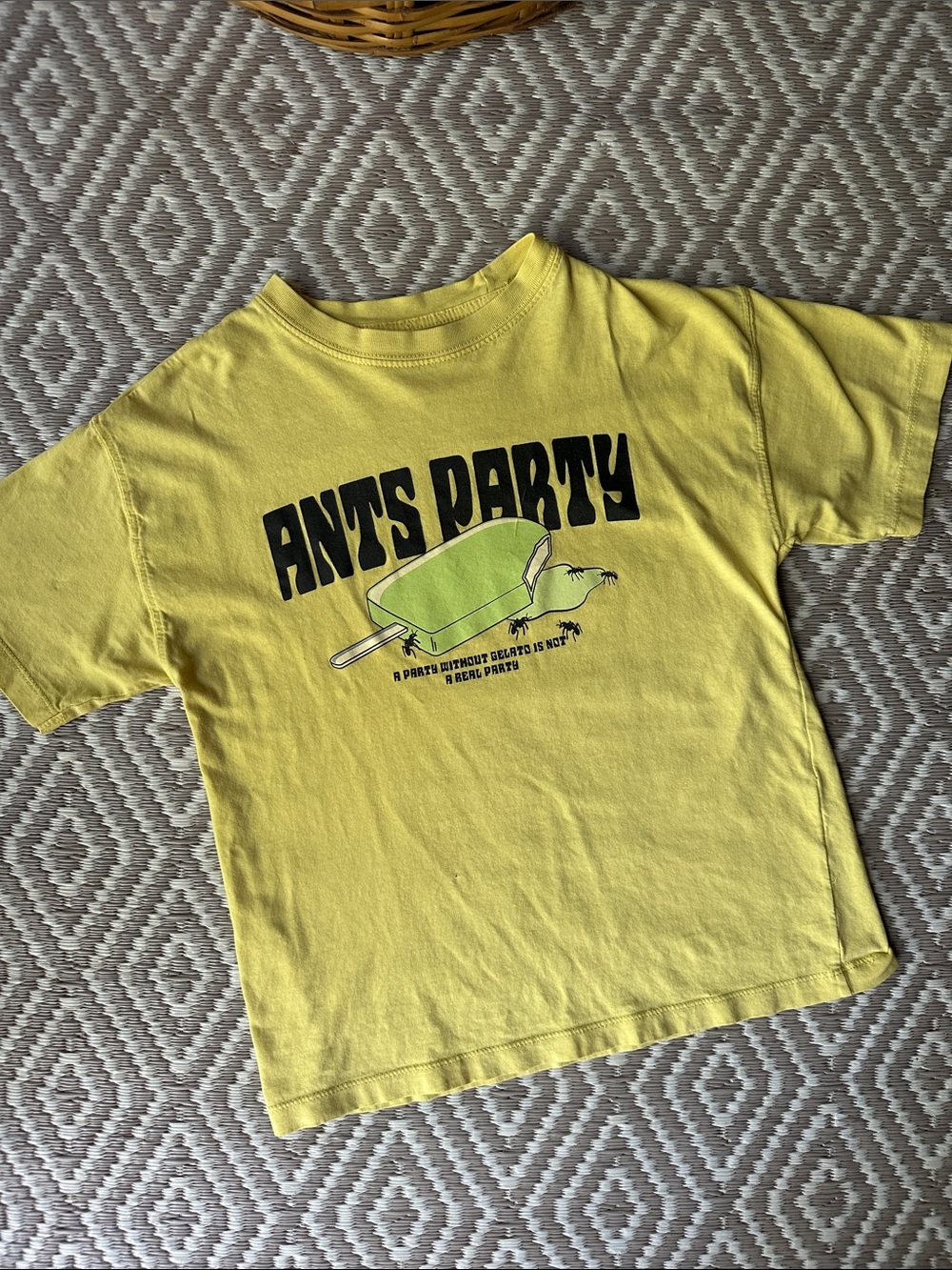 Zara Boys Yellow 'Ants Party' Graphic Tee Size 8 / 9